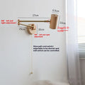 Retro style wall lamp with long rotating arm and built-in switch in walnut finish