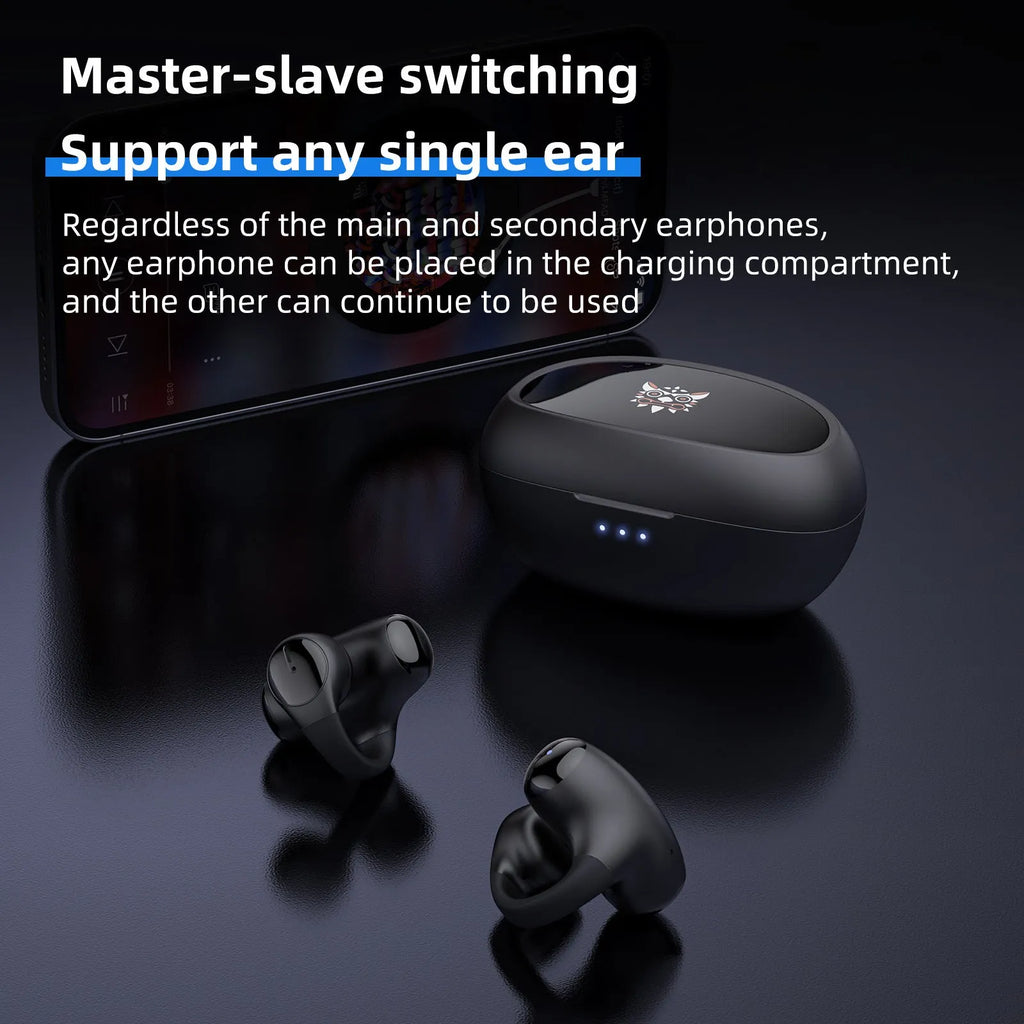 T306 Bluetooth gaming sports headset with clip-on ear hook design in black and white colour options