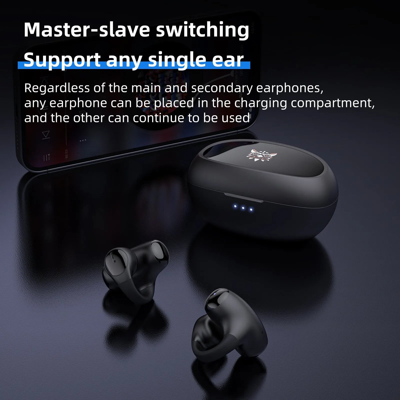 T306 Bluetooth gaming sports headset with clip-on ear hook design in black and white colour options
