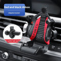Racing seat shape car phone holder with 360-degree rotation on air vent, in gold tape colour