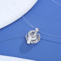 Women's moissanite necklace with invisible fishing line and 925 silver pendant in plum blossom design