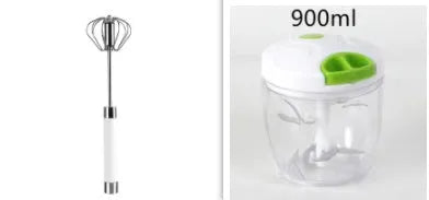 Semi-automatic stainless steel egg beater whisk with hand pressure rotating mechanism in silvery or white colour