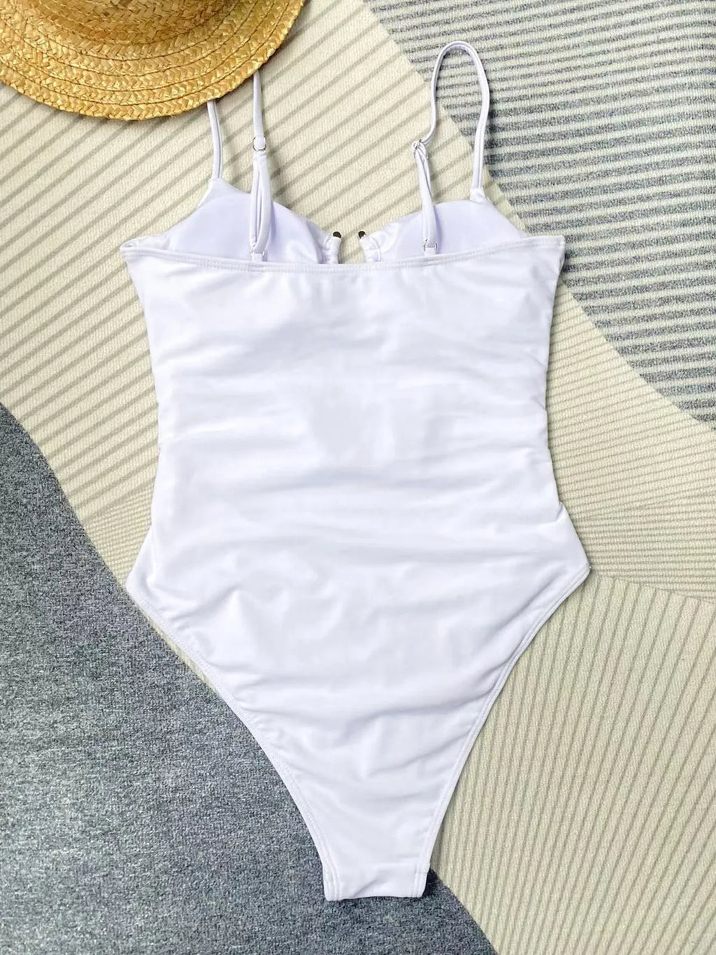 Black solid colour women's one-piece swimsuit with a tight fit