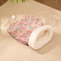 Flannel sleeping bag pet nest for cats measuring 50 by 40 centimetres in pink Trojan design