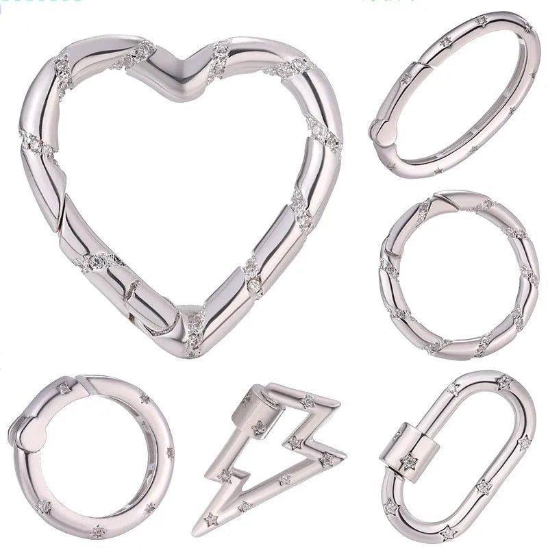 Copper mountain climbing heart button with zircon inlay and electroplated finish for outdoor gear