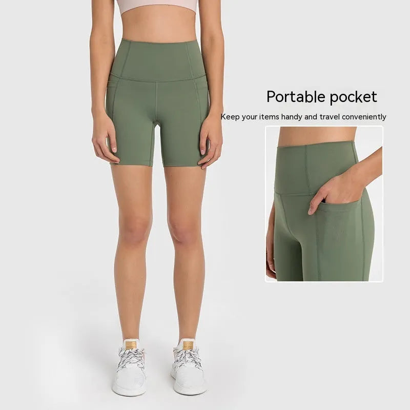 Women's black sports shorts with super stretch fabric for running and fitness activities
