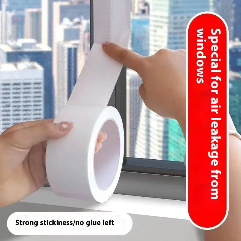 Roll of high-adhesive PVC windproof sealing tape in transparent colour on a white background.