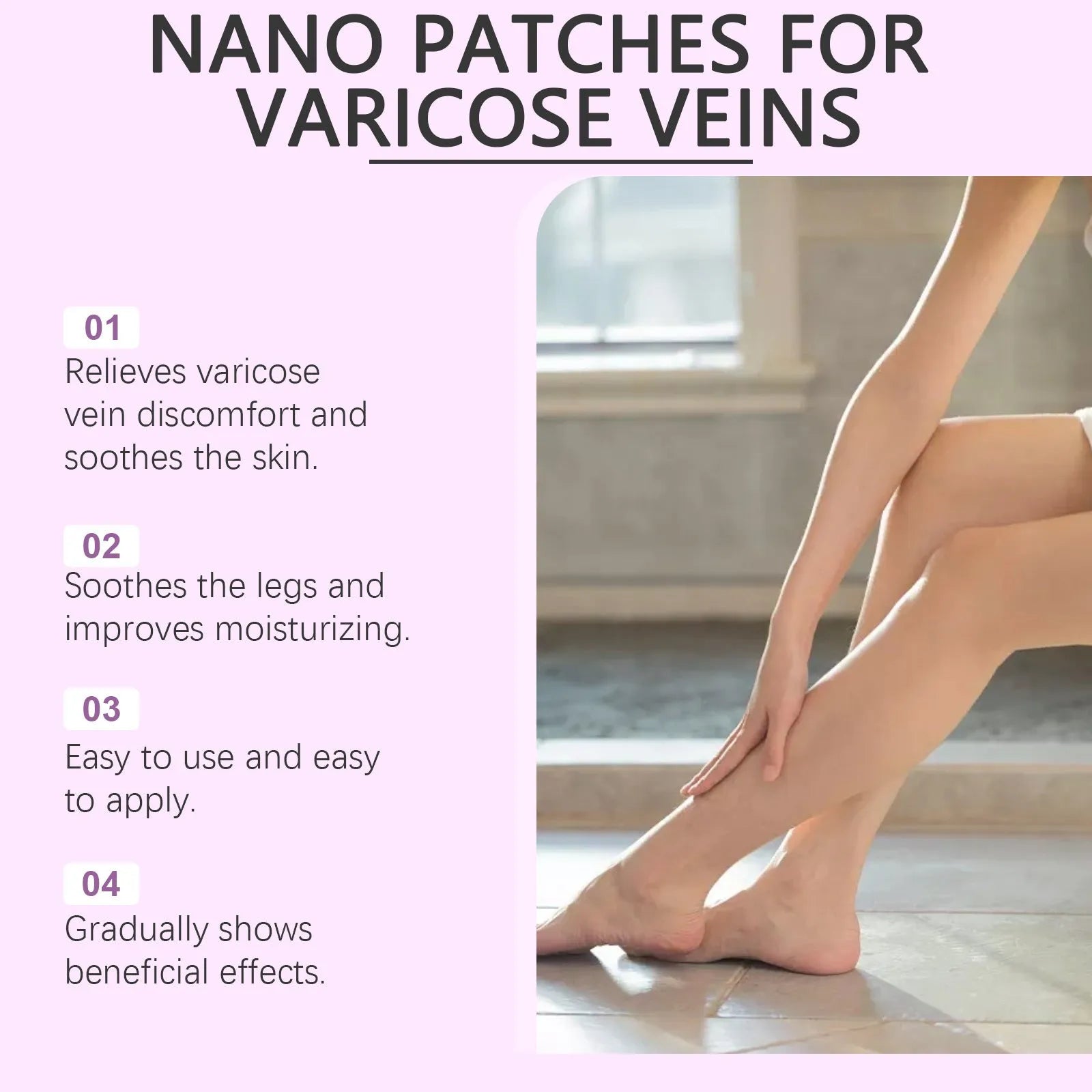 Four micro needle leg care patches in open packaging for skin nourishment and moisturising.