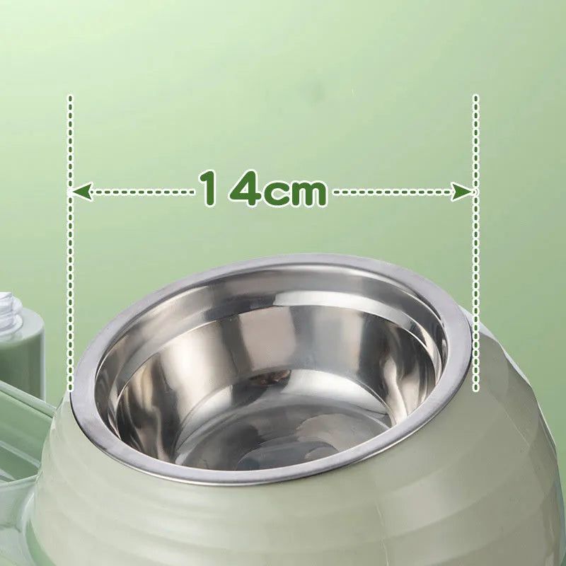 Brown elevated cat bowl with water dispenser, food-grade materials, automatic 2-3 day water supply