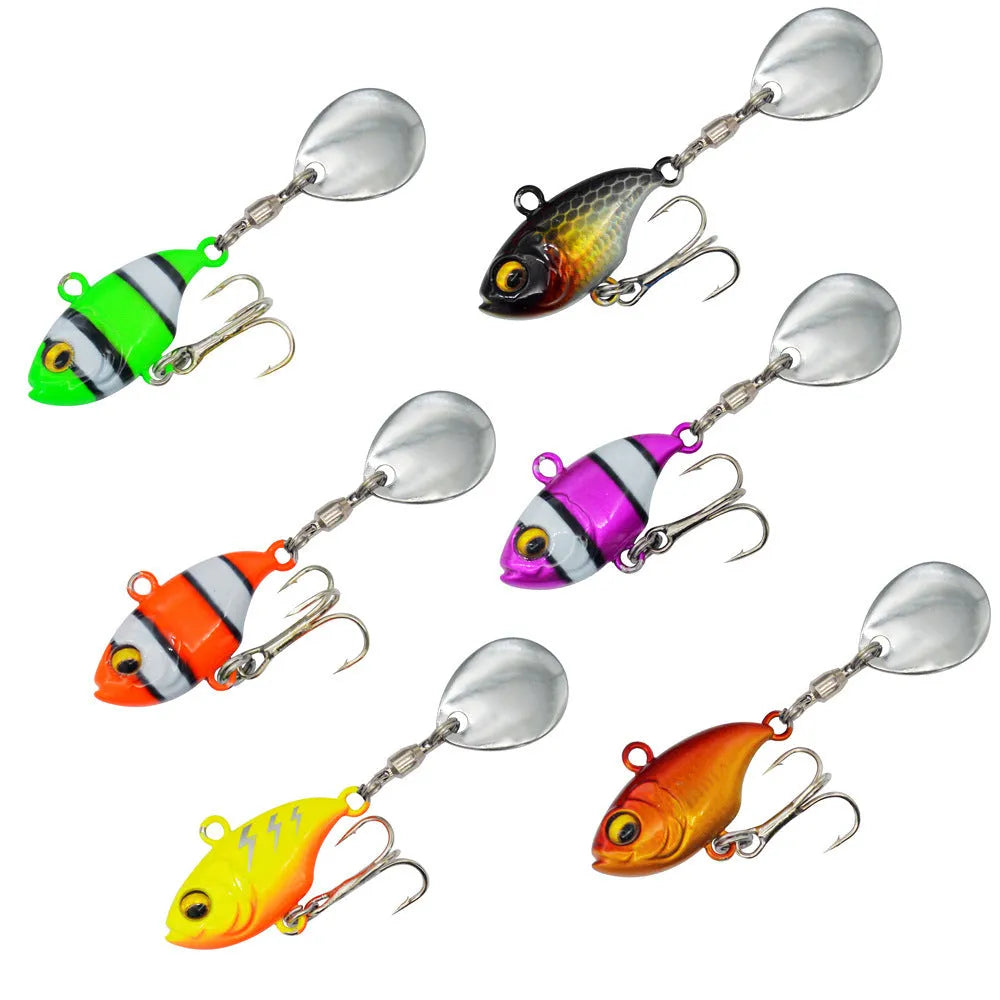 Metal sea fishing iron plate lure with rotating sequins in six colour patterns for saltwater fishing