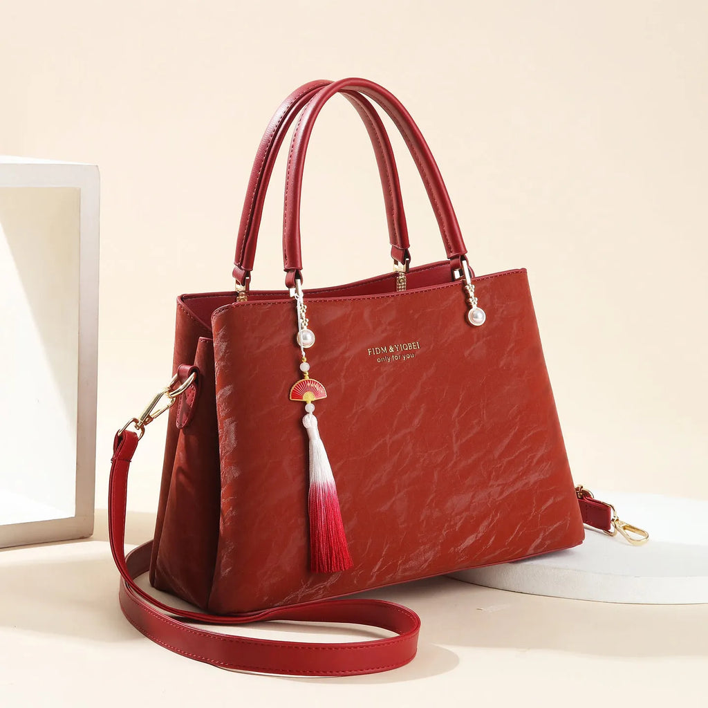 Women's large capacity PU shoulder bag in urban simplicity style with horizontal square shape