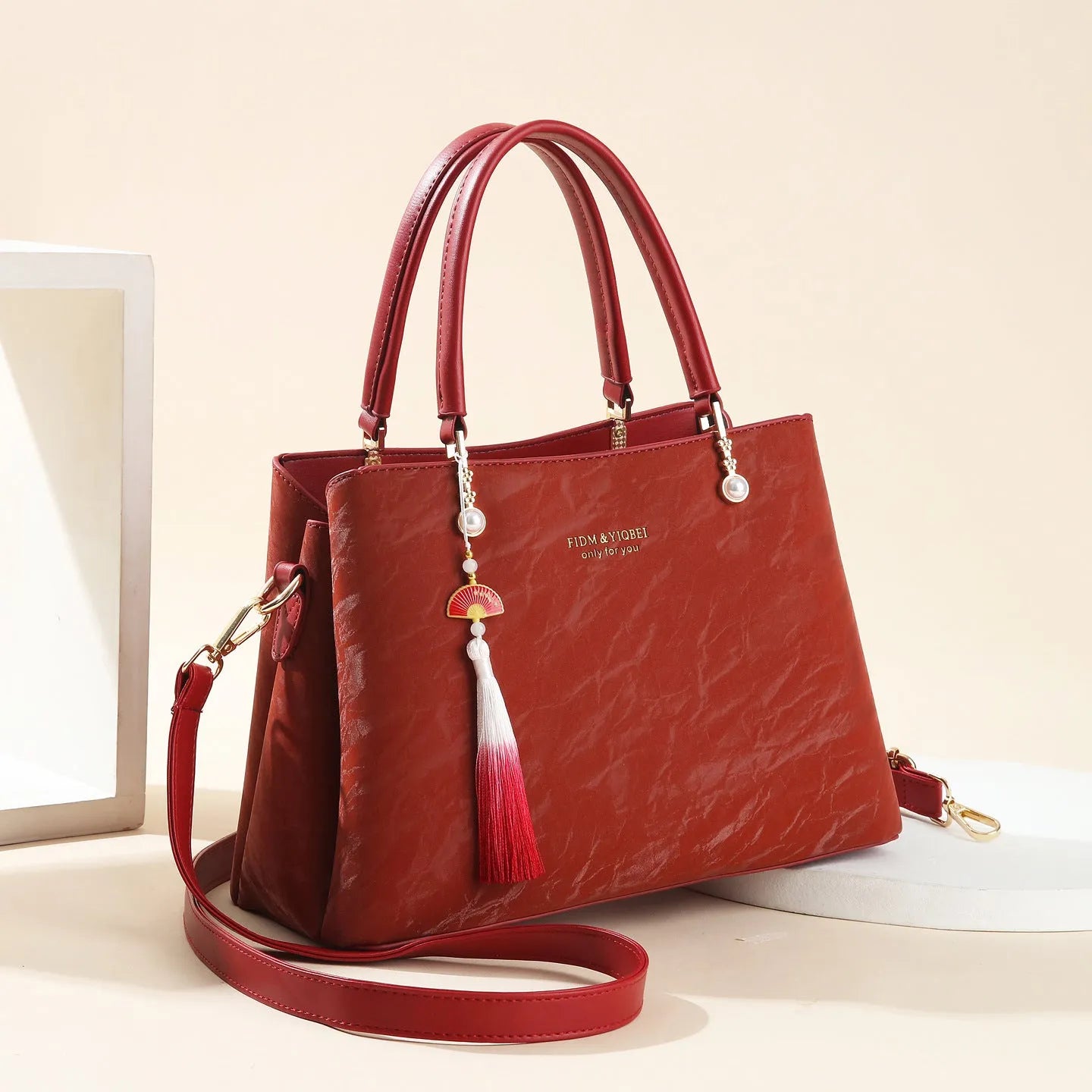 Women's large capacity PU shoulder bag in urban simplicity style with horizontal square shape