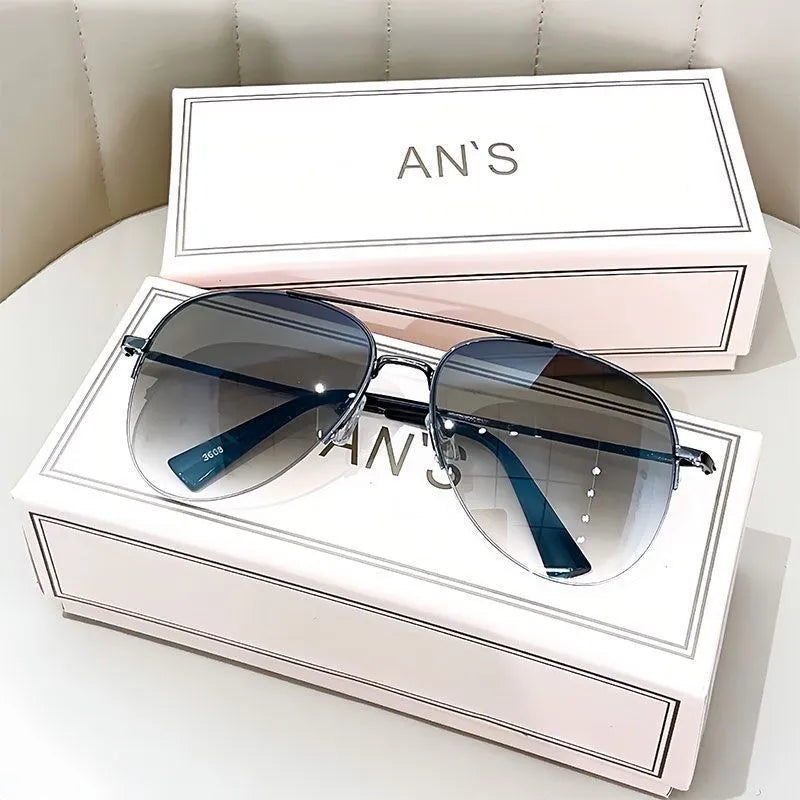 Metal frame aviator driving sunglasses with resin lenses in multiple colour options