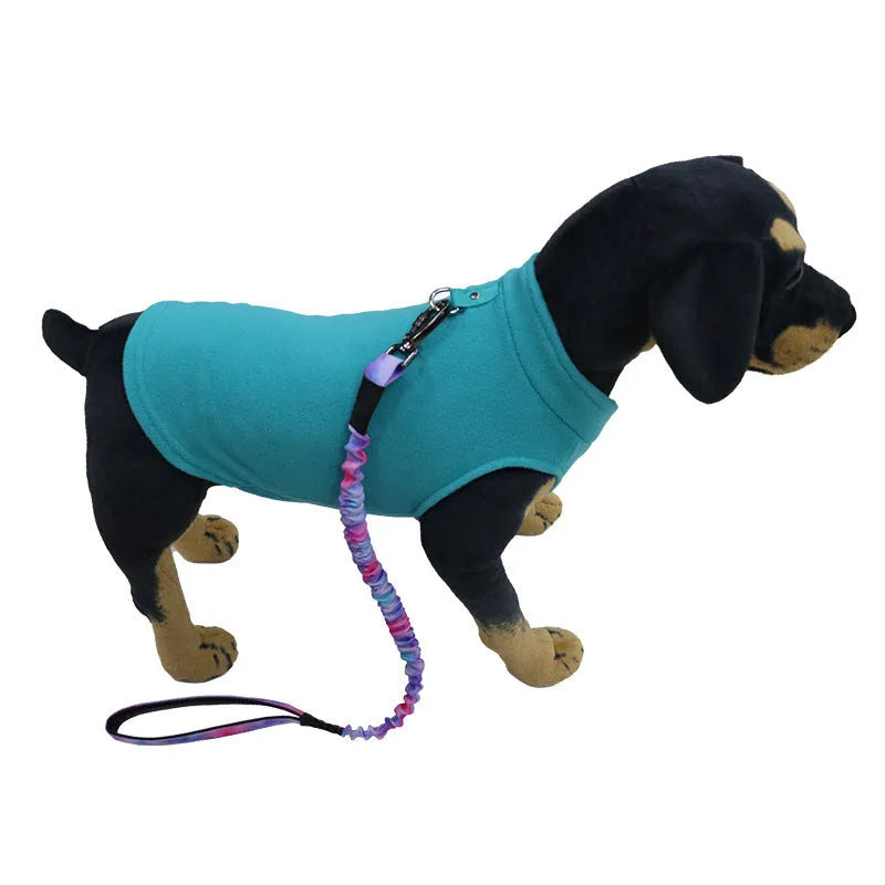 Solid colour polar fleece dog waistcoat in red, black, blue, grey, green, purple, pink, brown options