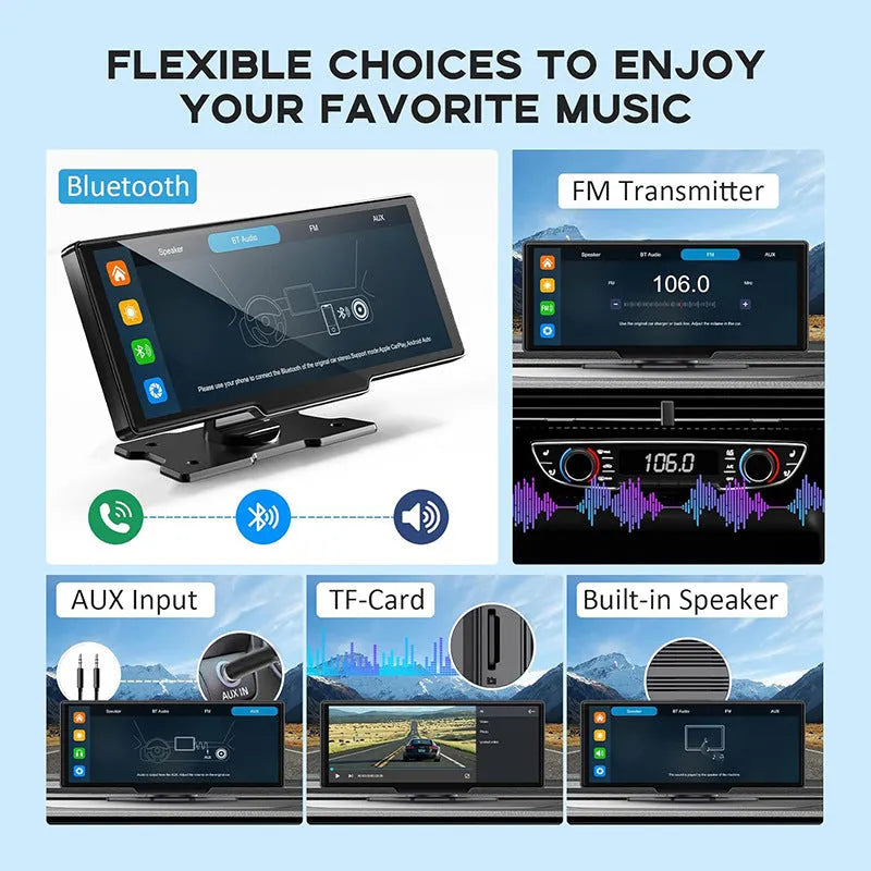 10.26-inch black car navigation device with touch screen and dual camera recording