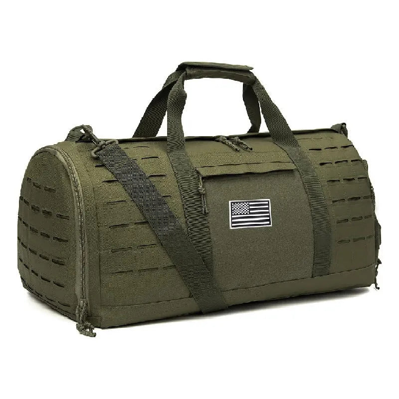 Men's sports fitness handbag with air pillow belt in Oxford cloth, showing khaki colour option