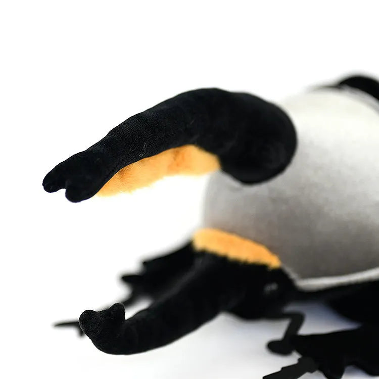 White worm plush toy doll in black, 23cm mouth-to-tail, Korean velvet fabric, PP cotton and rubber granules