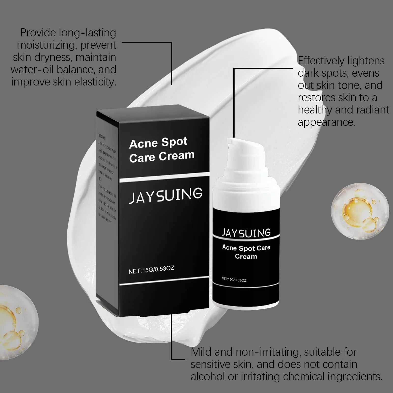 15g tube of acne cream with mint leaf, tea tree oil and aloe vera ingredients