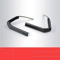 Pair of carbon fibre effect ABS plastic steering wheel frame covers for adhesive installation.