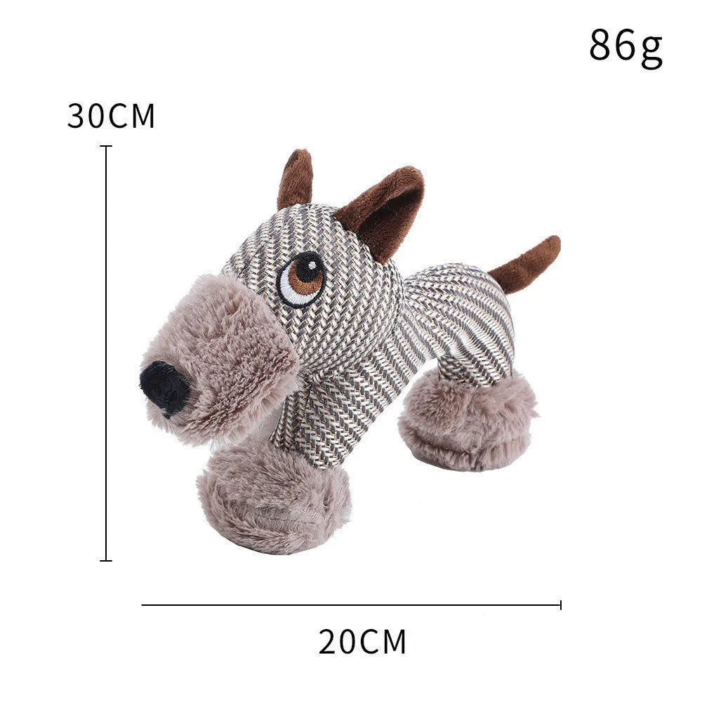 Large dog squeaky plush toy with cotton-reinforced construction for medium to large breed dogs