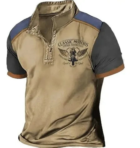 Golf 3D printed polo shirt in solid colour with loose fit pullover design