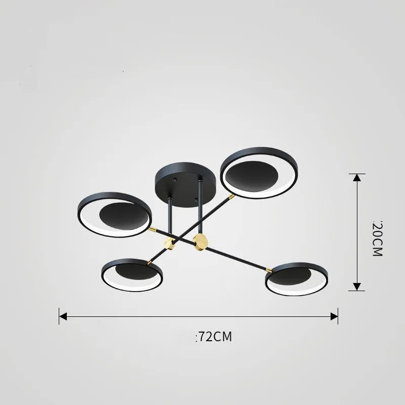 720mm glass LED ceiling light with three colour settings and 4, 6 or 8 head caps, 220V, EU CE certified