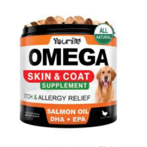 Bottle of 120 fish oil chewing capsules with 1000mg omega-3 per serving for joint and heart support