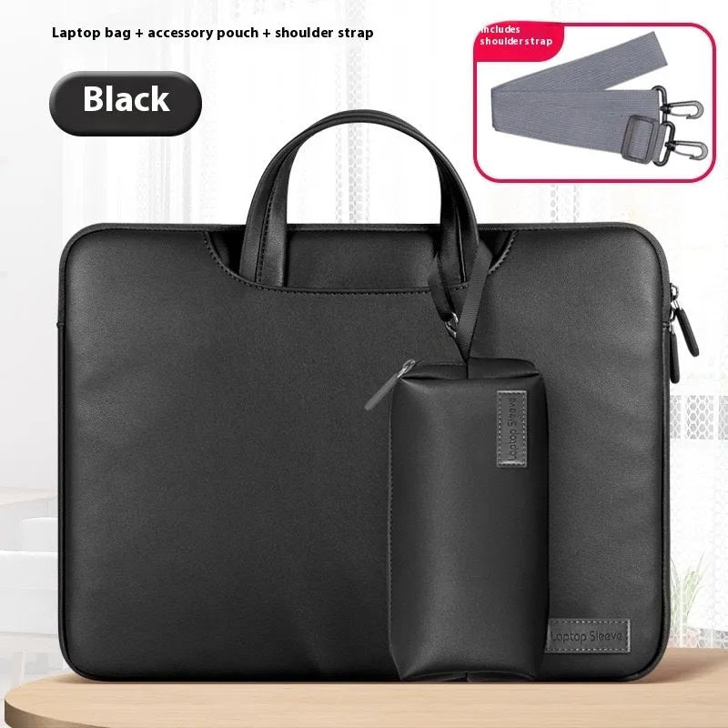 PU leather computer bag with matching power pack for 13-16 inch laptops