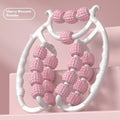 Handheld ring clip leg massage roller in choice of colours with double-row wheels.