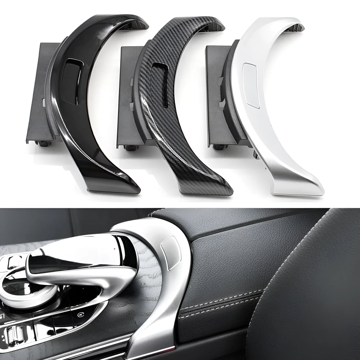 Mercedes-Benz C-Class and GLC-Class armrest button electroplating panel in three finish options