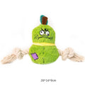Green and purple interactive dog plush rope knot tug toy with bite-resistant texture