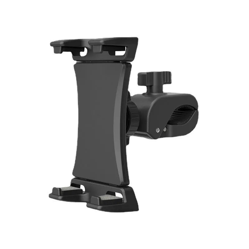 Black ABS bicycle handlebar mount for mobile phones and tablets showing adjustable clamp mechanism