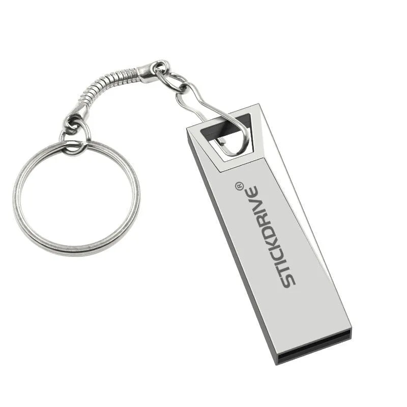 Metal Drive High Speed Car USB flash drive with black or silver chain, showing 9-12mm metal casing and USB port