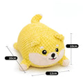 Calming plush dog toy with squeaker vocalisation feature in bite-resistant material