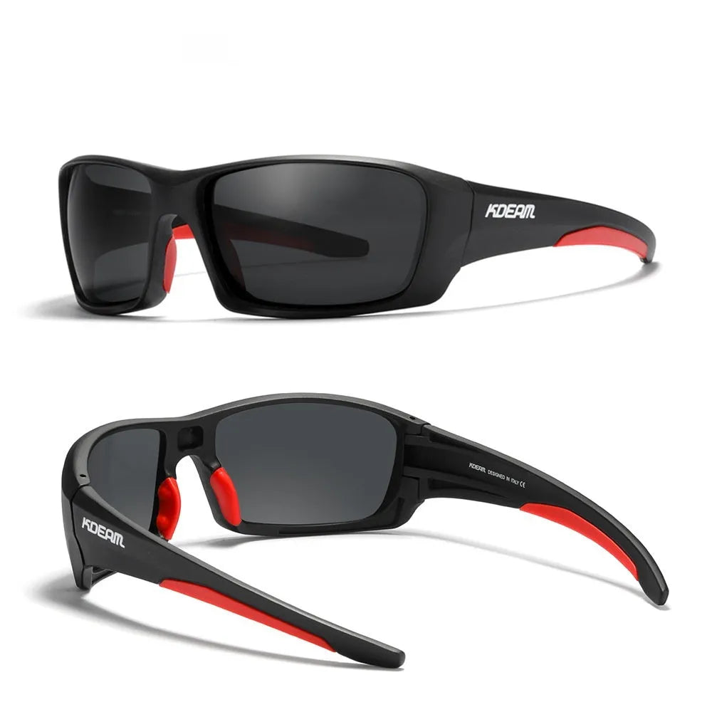 Ultralight polarised sports sunglasses with TR90 frame and silicone nose pads in assorted colours.