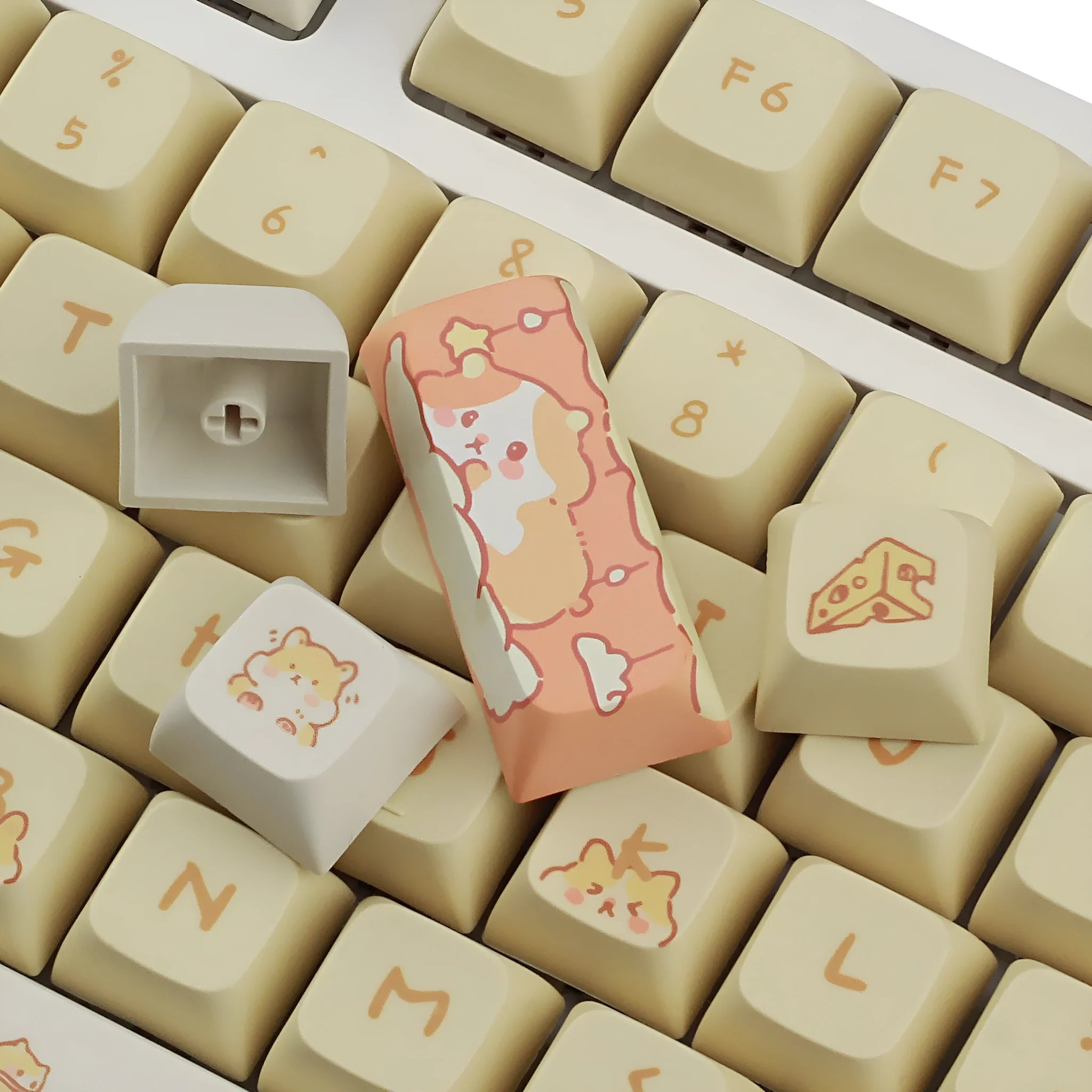 Custard-themed XDA profile keycap set for mechanical keyboards in grey and yellow colours