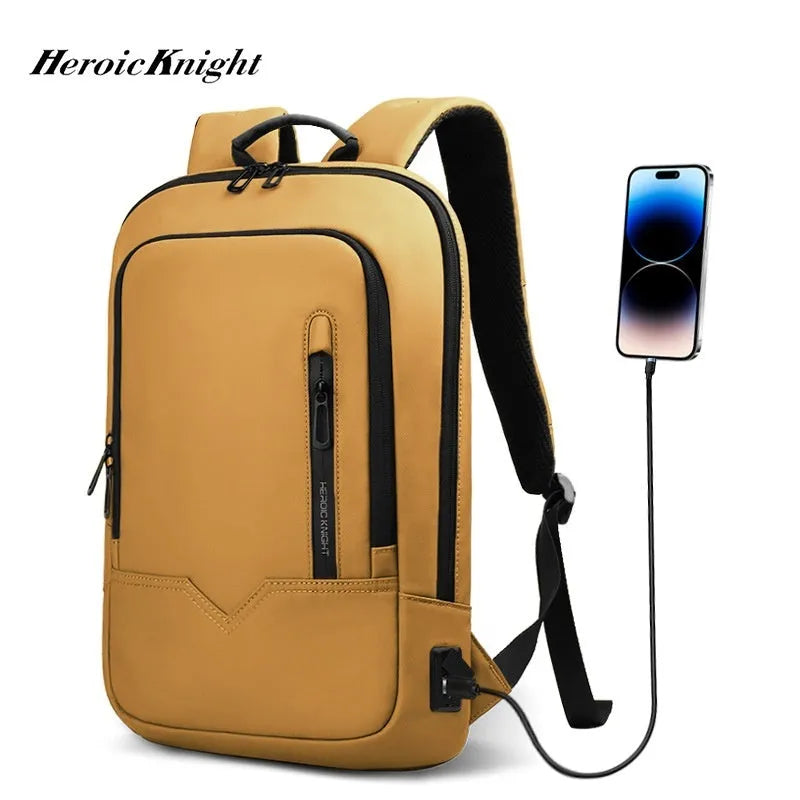 Lightweight small polyester commuter backpack with USB port, shown in a solid colour.
