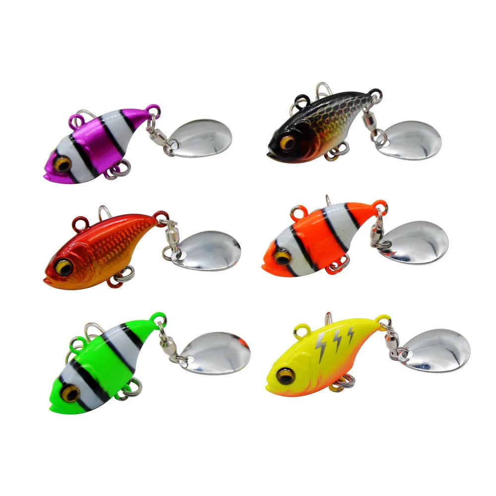 Metal sea fishing iron plate lure with rotating sequins in six colour patterns for saltwater fishing