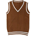 Women's V-neck striped stitching knitted sweater in slim fit with 50cm length