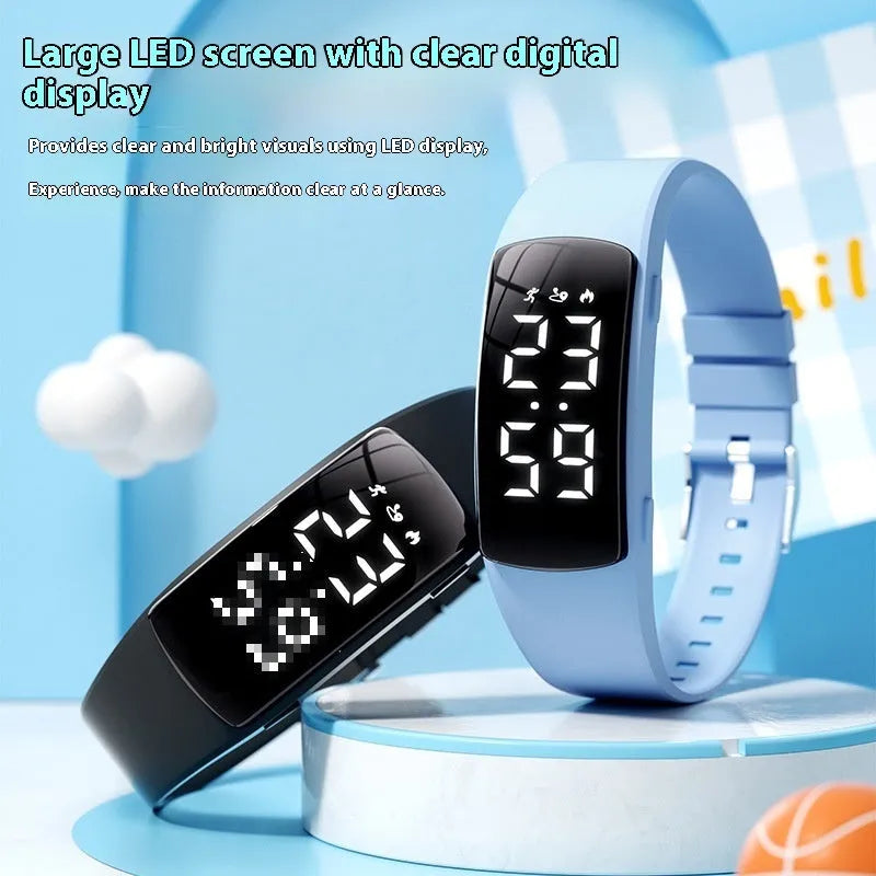 Vibration alarm clock smart watch with waterproof design and adjustable silicone strap in various colours