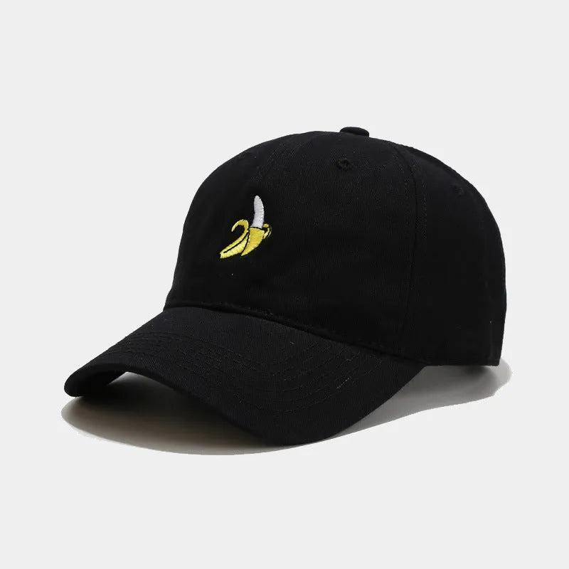 Adjustable baseball cap with banana embroidery in various colours