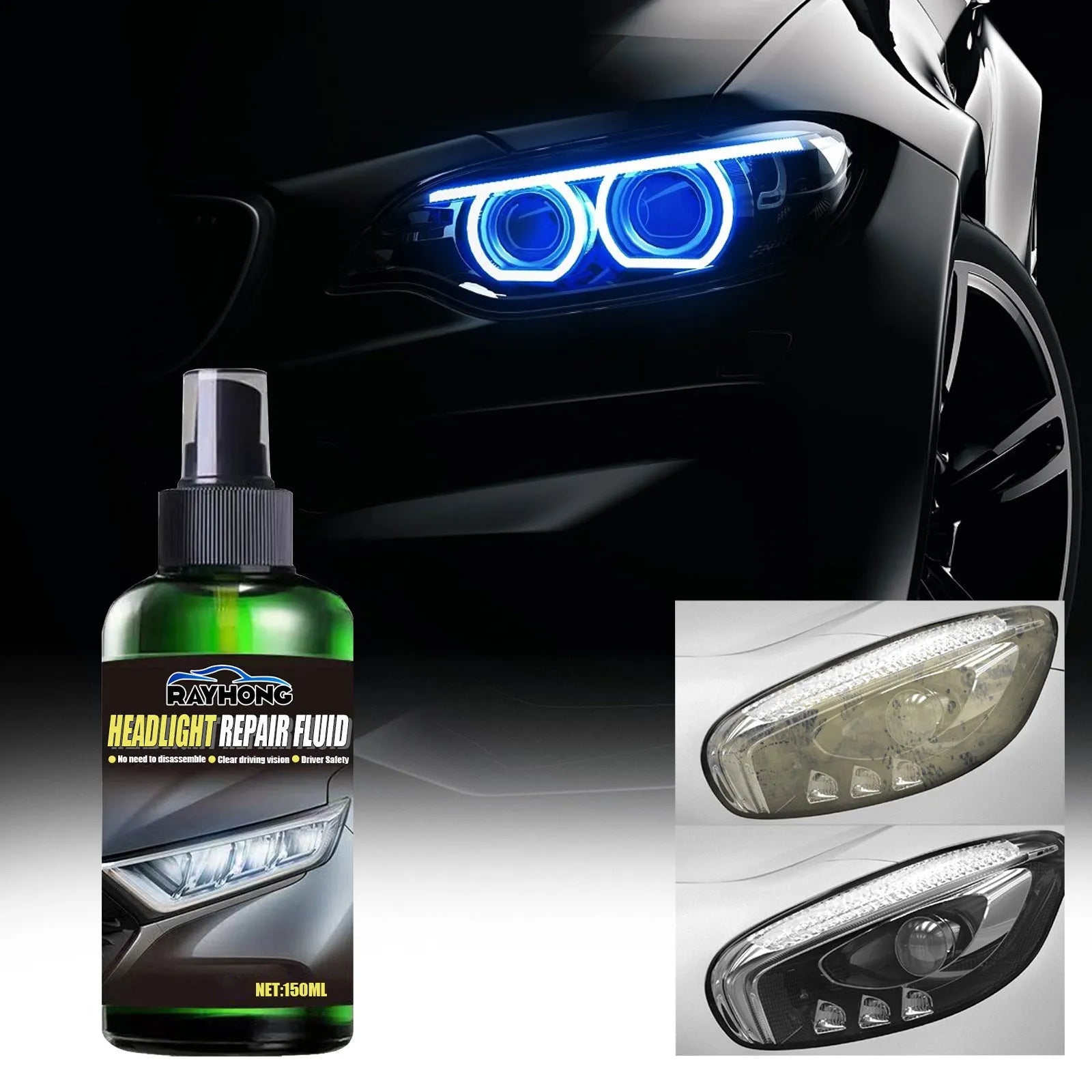 150ml car lamp repair liquid bottle for headlight restoration with nano titanium oxide formula
