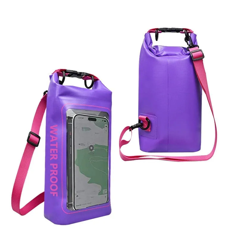 2 litre waterproof crossbody bag in PVC mesh for mobile phones at the beach or pool.