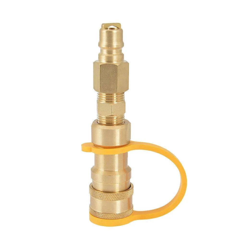 3/8 gas tank connector combination in gold brass with American standard thread for propane conversion