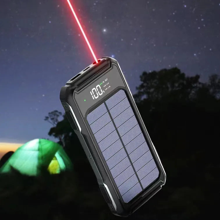 Military-grade mobile power bank in black, green, or orange with 10000mAh or 20000mAh capacity and compact size