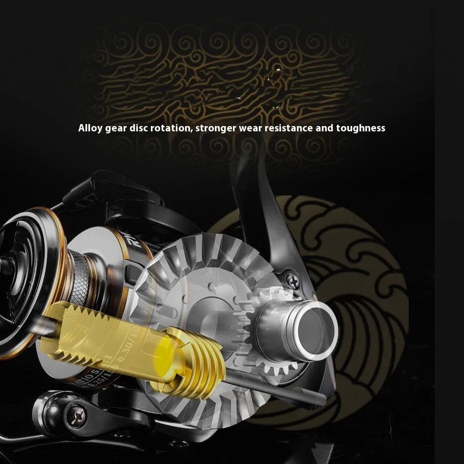 All-metal spinning fishing reel with no-gap design and EVA grip in multiple size options