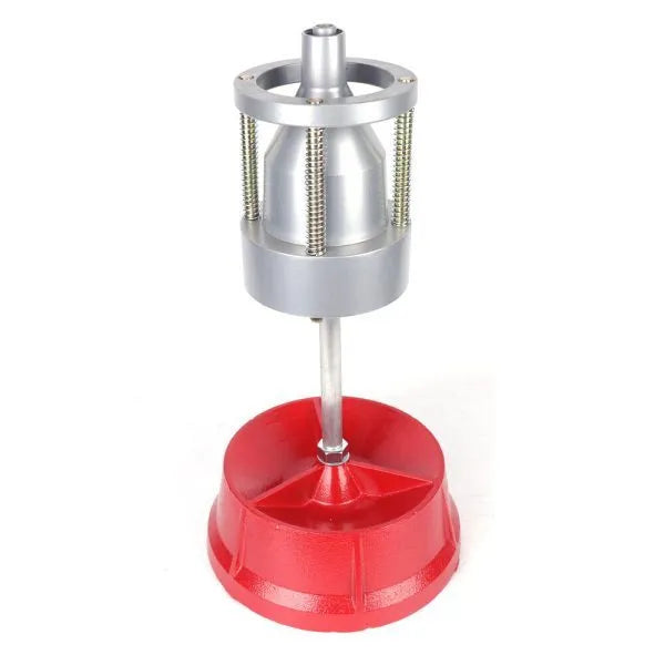 Portable hub balancer with bull's eye level for tyre balancing, aluminium head, and non-rust enamel base