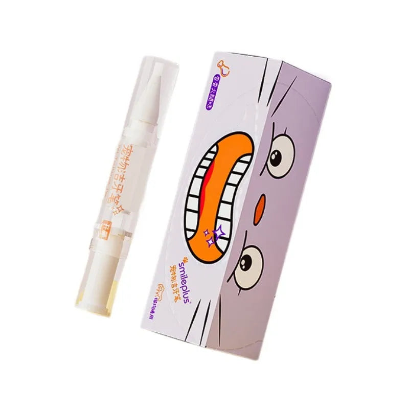 White pet dental care pen with 5ml teeth cleaning gel for dogs and cats