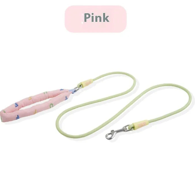 Polyester dog leash with 150cm hand holding rope in green, pink, purple, or raspberry powder colours