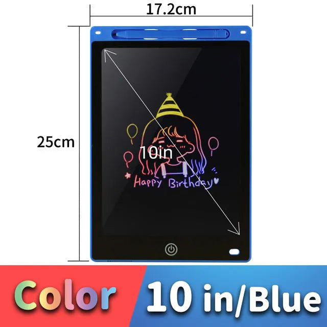 LCD writing tablet for children with plastic stylus, available in multiple screen sizes and colours